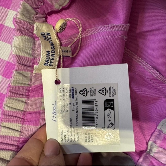 Baum und Pferdgarten NWT  Pink Gingham checkered Women's Shorts size 36 - Picture 8 of 8